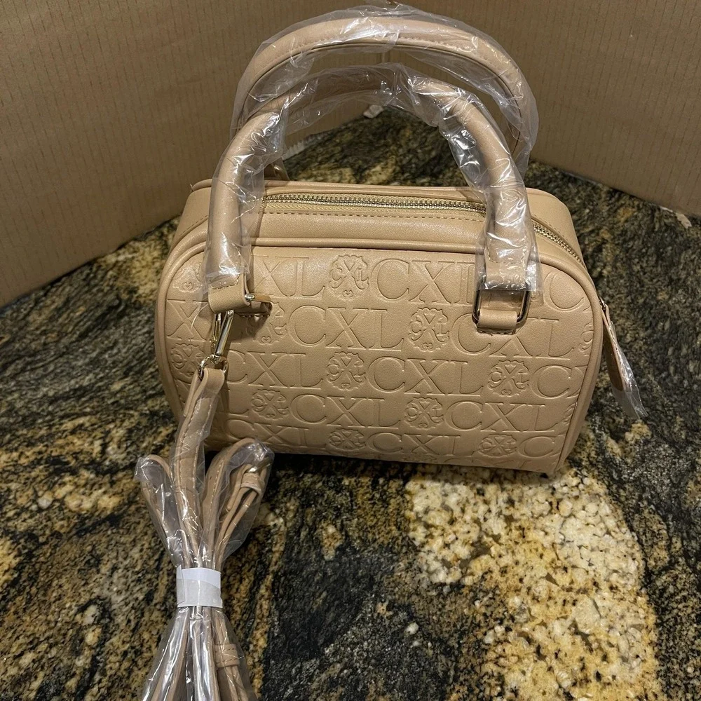 CXL by Christian Lacroix Satchel‎ Bag Womens Toffee Eiden Embossed Faux Leather